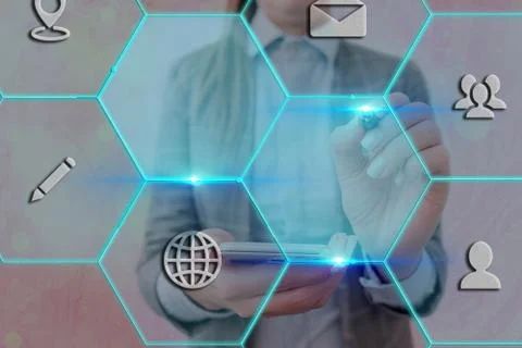 Grids And Different Set Up Of The Icons Latest Digital Technology, Social Media 스톡 사진