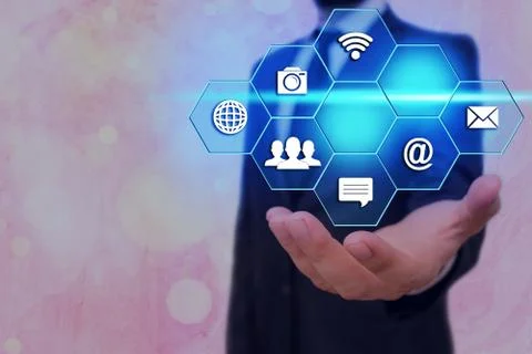 Grids And Different Set Up Of The Icons Latest Digital Technology, Social Media Foto stock