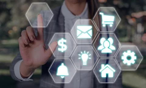 Grids And Different Set Up Of The Icons Latest Digital Technology, Social Media Stock Photos
