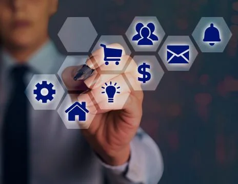 Grids And Different Set Up Of The Icons Latest Digital Technology, Social Media Stock Photos
