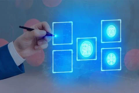 Grids And Different Set Up Of The Icons Latest Digital Technology, Social Media 스톡 사진