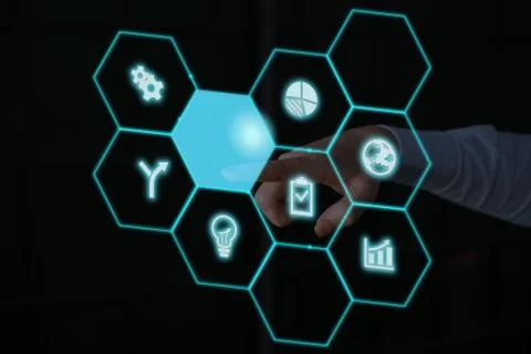 Grids And Different Set Up Of The Icons Latest Digital Technology, Social Media 스톡 사진