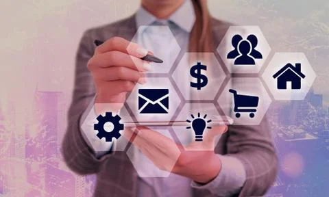 Grids And Different Set Up Of The Icons Latest Digital Technology, Social Media Stock Photos