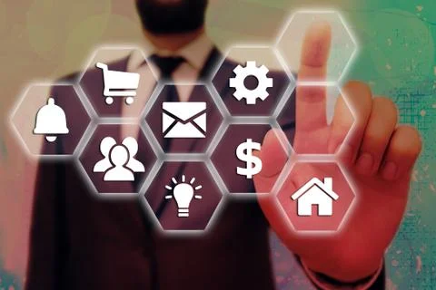 Grids And Different Set Up Of The Icons Latest Digital Technology, Social Media Stock Photos