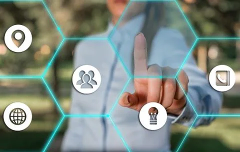Grids And Different Set Up Of The Icons Latest Digital Technology, Social Media Stock Photos