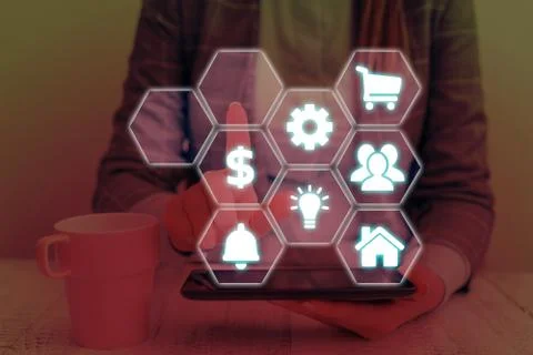 Grids And Different Set Up Of The Icons Latest Digital Technology, Social Media Stock Photos