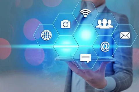 Grids And Different Set Up Of The Icons Latest Digital Technology, Social Media Stock Photos