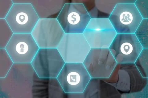 Grids And Different Set Up Of The Icons Latest Digital Technology, Social Media Stock Photos