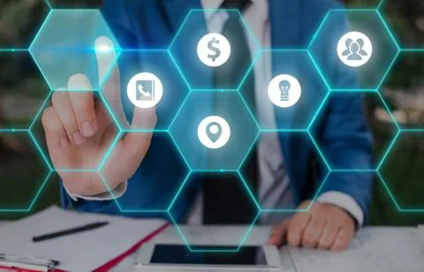 Grids And Different Set Up Of The Icons Latest Digital Technology, Social Media Stock Photos