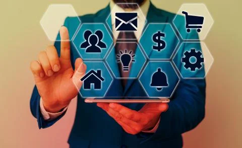 Grids And Different Set Up Of The Icons Latest Digital Technology, Social Media Stock Photos