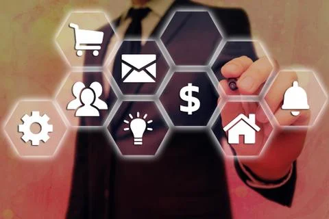 Grids And Different Set Up Of The Icons Latest Digital Technology, Social Media Stock Photos