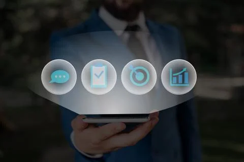 Grids And Different Set Up Of The Icons Latest Digital Technology, Social Media Stock Photos