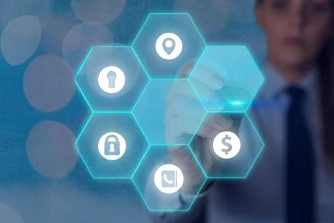 Grids And Different Set Up Of The Icons Latest Digital Technology, Social Media Stock Photos