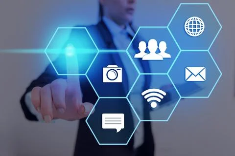 Grids And Different Set Up Of The Icons Latest Digital Technology, Social Media Stock Photos