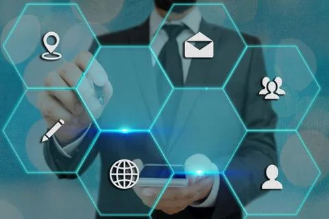Grids And Different Set Up Of The Icons Latest Digital Technology, Social Media Stock Photos