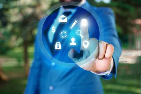 Grids And Different Set Up Of The Icons Latest Digital Technology, Social Media Stock Photos