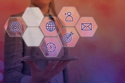 Grids And Different Set Up Of The Icons Latest Digital Technology, Social Media Stock Photos