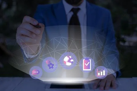 Grids And Different Set Up Of The Icons Latest Digital Technology, Social Media Stock Photos