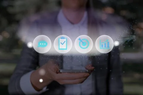 Grids And Different Set Up Of The Icons Latest Digital Technology, Social Media Stock Photos