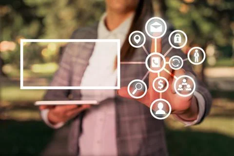 Grids And Different Set Up Of The Icons Latest Digital Technology, Social Media Stock Photos