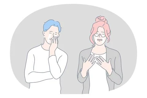 Grief, crying, sadness concept 库存插图