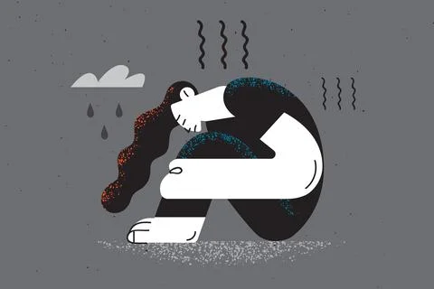 Grief, Depression, sadness concept. Stock Illustration