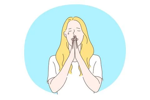 Grief, Depression, tears concept 库存插图