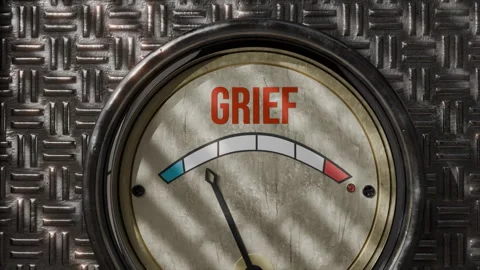 Grief meter shows different levels in colorful indicators with metal backdrop Stock Footage 323329842