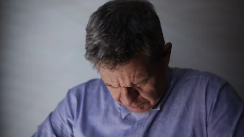 Grieving Elderly Man in despair Mental Illness  Video stock 100922700