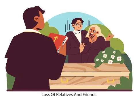 Grieving process depiction. Flat vector illustration. Stock Illustration