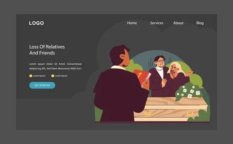 Grieving process depiction. Flat vector illustration. Stock Illustration