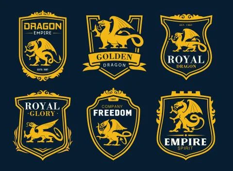 Griffin and dragon heraldic vector icons Illustrazione stock