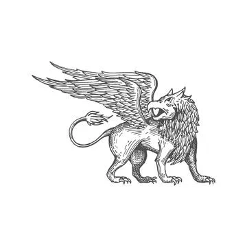 Griffin mythology creature with eagle head, lion イラスト素材