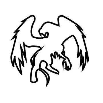 Griffin outline on white background Illustrazione stock