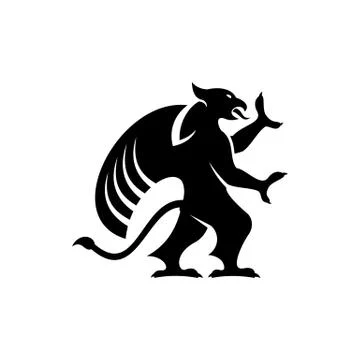 Griffin silhouette isolated. Vector black gryphon Stock Illustration