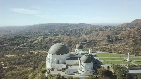 Griffith Observatory Aerial with a view of Los Angeles Cityscape Stock Footage 82851022