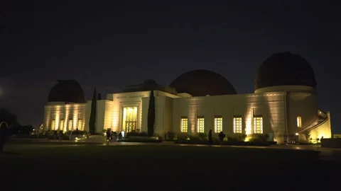 Griffith Observatory building at night, Los Angeles, California Stock Footage 86110831