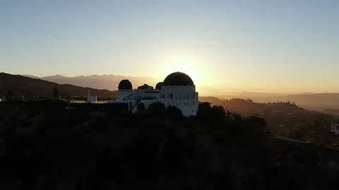 Griffith Observatory California Drone Full HD Stock Footage 113176545