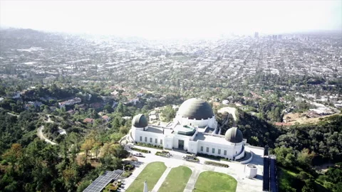 Griffith Observatory close up Flyover Stock Footage 183823001