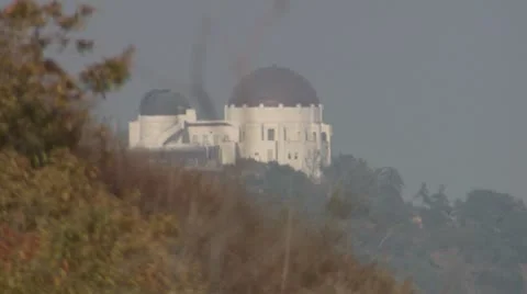 Griffith Observatory on hillside Stock Footage 11484903