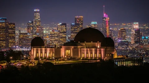 Griffith Observatory Jan 2 Towers 4 sec int 470 pics 01-30-20 16x9  h264-420 Stock Footage 127031410