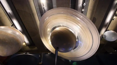 Griffith Observatory Los Angeles Interior - Saturn Exhibit Stock Footage 86579400