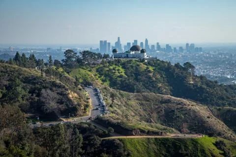 Griffith Observatory from Mount Hollywood Trail Foto stock