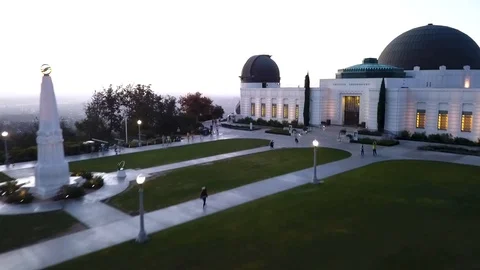 Griffith Observatory Museum Flyover runners Stock-Footage 108596834