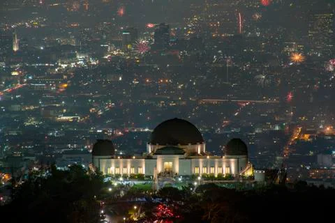 Griffith Observatory Night Time 4th of July Stock Photos
