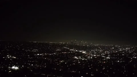 Griffith Observatory panning across to downtown Los Angeles Stock Footage 157341776