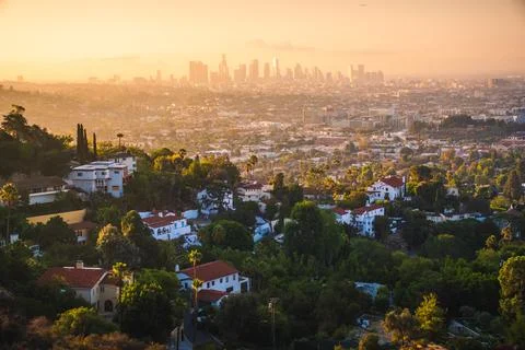 Griffith Observatory at sunset in Los Angeles, USA Stock Photos