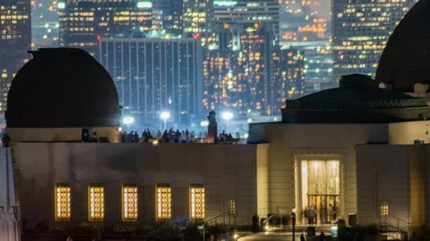 Griffith Observatory Zoomed In Timelapse Loopable Stock Footage 121731077