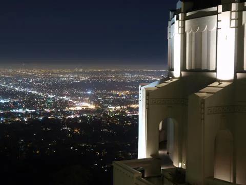 Griffith park observatory, famous los angeles city owned landmark. Stock Photos