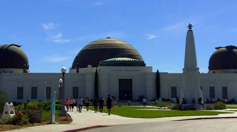 Griffith Park Observatory Front Entrance Plaza- Los Angeles CA Stock Footage